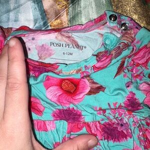 Posh Peanut Pink and Teal Floral Dress